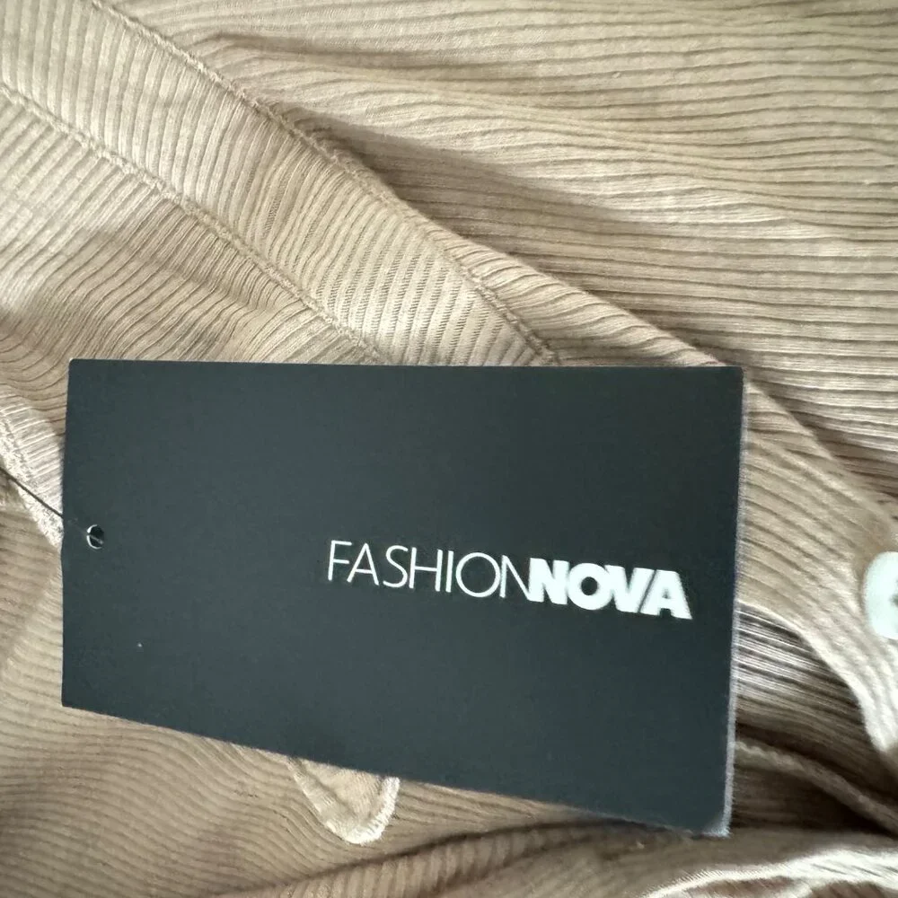 Fashion Nova Womens Tan Mini Dress Long Sleeve Size 1X - Picture 4 of 9